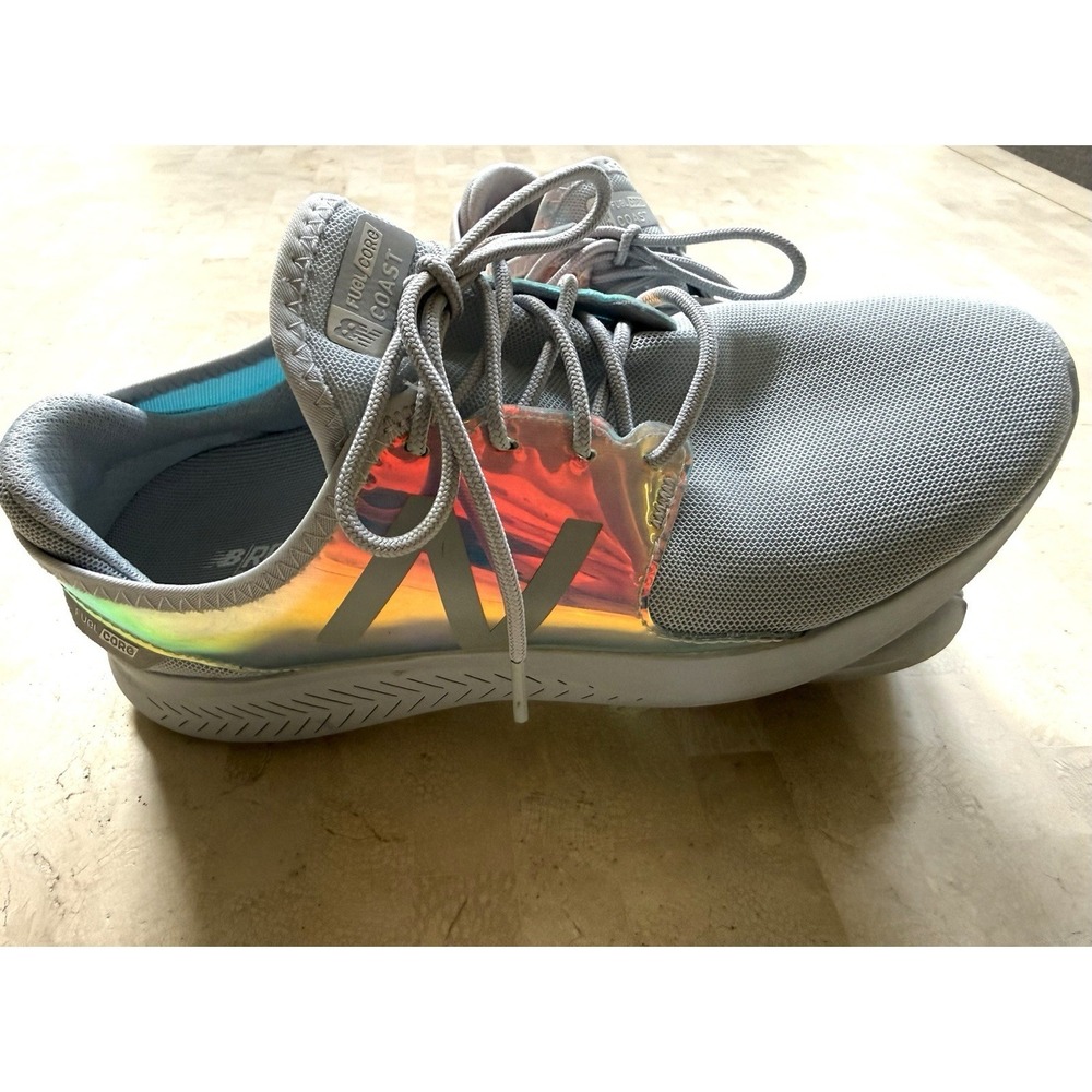 New Balance Womans Sneakers Holographic Iridescent Gray Fuel Core Coast Size 7.5